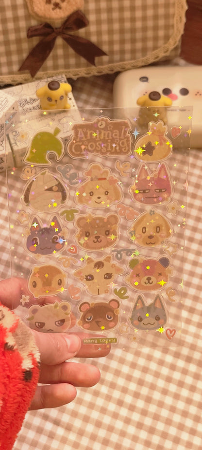 Lámina Holográfica Stickers - Animal Crossing